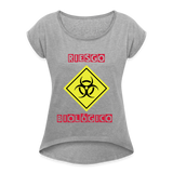 Camiseta con manga enrollada mujer"riesgo biologico" - heather grey