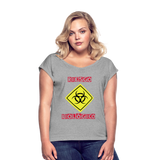 Camiseta con manga enrollada mujer"riesgo biologico" - heather grey