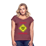 Camiseta con manga enrollada mujer"riesgo biologico" - heather burgundy