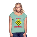 Camiseta con manga enrollada mujer"riesgo biologico" - heather mint