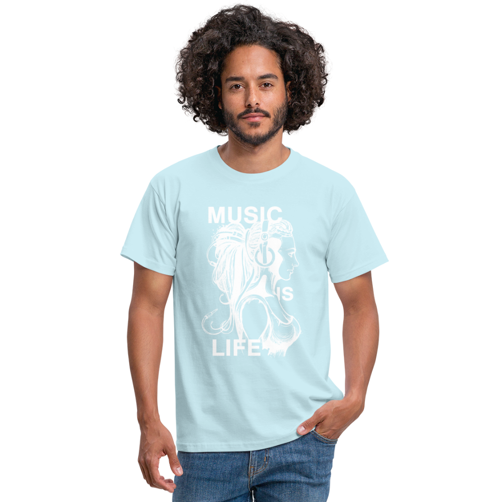 Camiseta hombre"music life" - sky