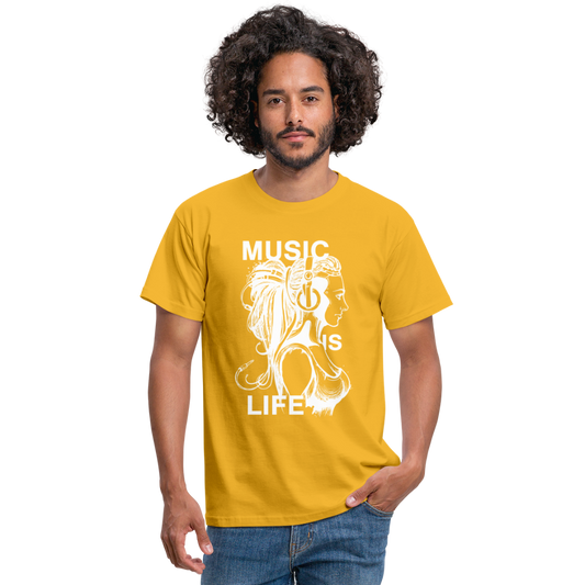 Camiseta hombre"music life" - yellow