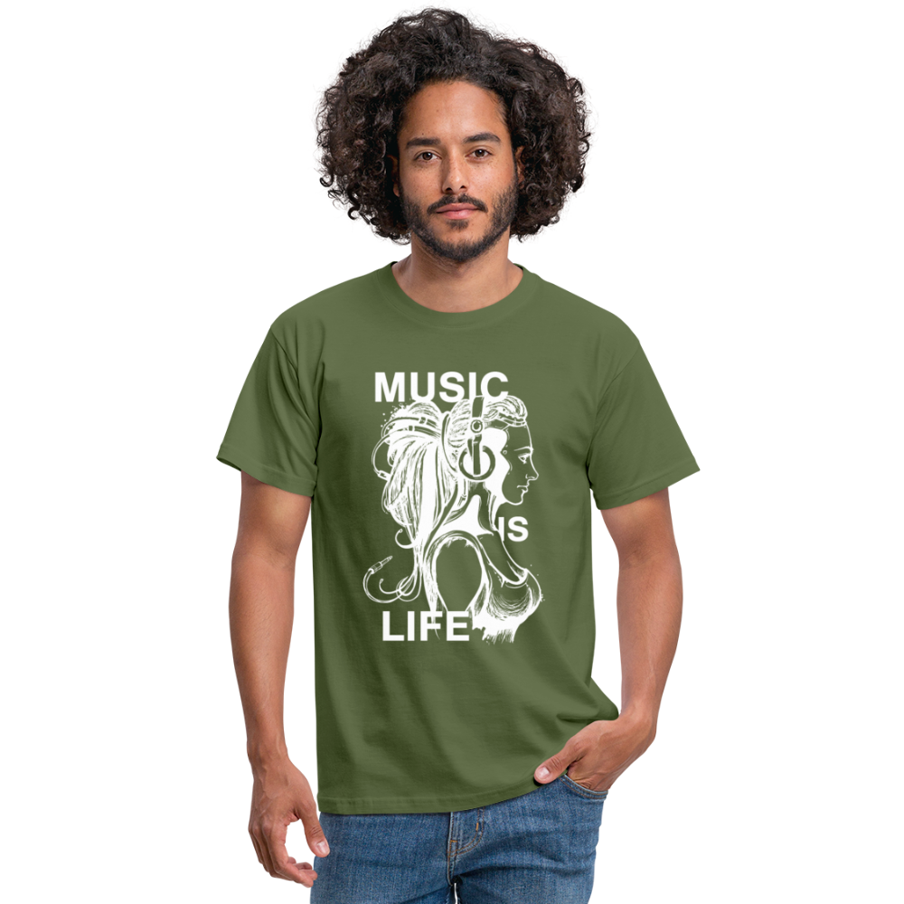 Camiseta hombre"music life" - military green
