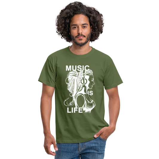 Camiseta hombre"music life" - military green