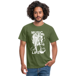 Camiseta hombre"music life" - military green