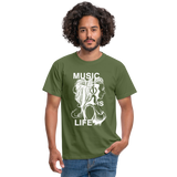 Camiseta hombre"music life" - military green