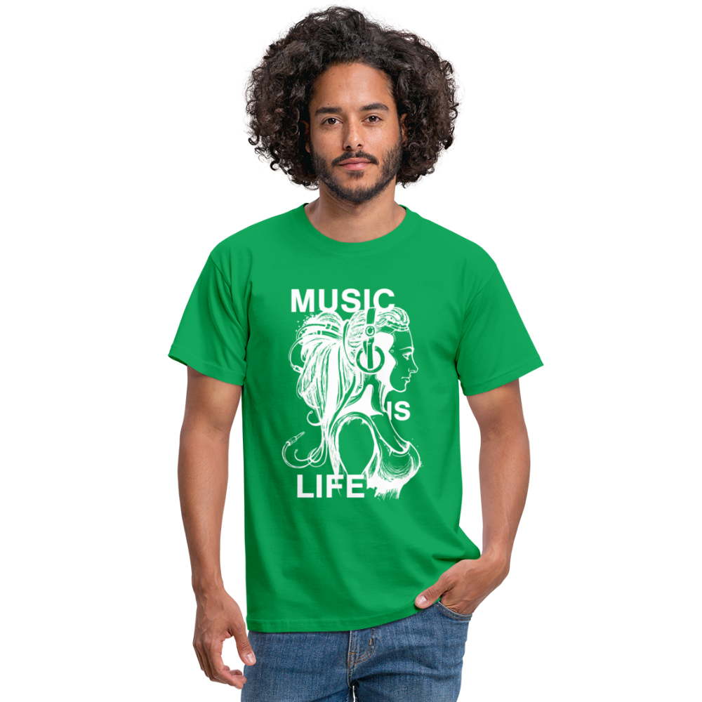 Camiseta hombre"music life" - kelly green