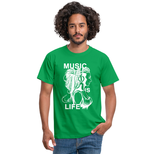Camiseta hombre"music life" - kelly green
