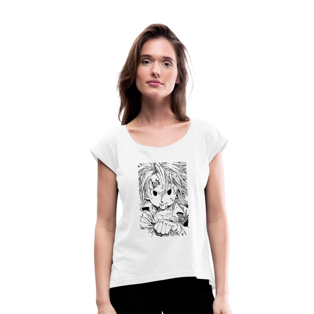 Camiseta con manga enrollada mujer"anime" - white