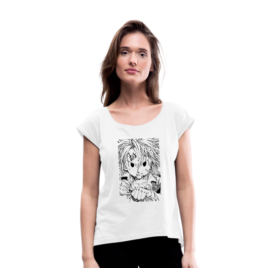 Camiseta con manga enrollada mujer"anime" - white