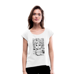 Camiseta con manga enrollada mujer"anime" - white