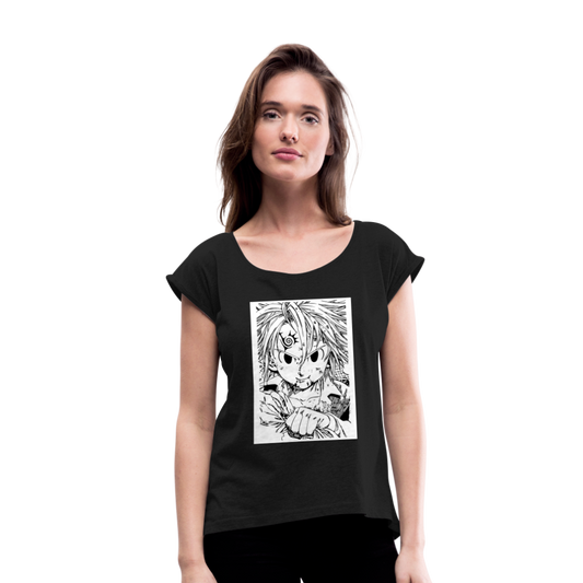 Camiseta con manga enrollada mujer"anime" - black
