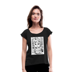 Camiseta con manga enrollada mujer"anime" - black