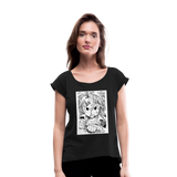 Camiseta con manga enrollada mujer"anime" - black