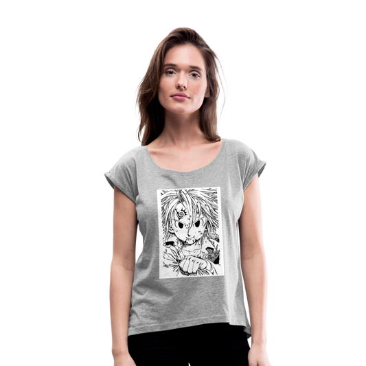 Camiseta con manga enrollada mujer"anime" - heather grey