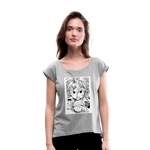 Camiseta con manga enrollada mujer"anime" - heather grey