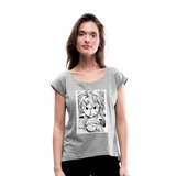 Camiseta con manga enrollada mujer"anime" - heather grey