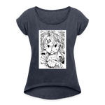 Camiseta con manga enrollada mujer"anime" - heather navy