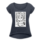 Camiseta con manga enrollada mujer"anime" - heather navy