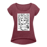 Camiseta con manga enrollada mujer"anime" - heather burgundy