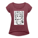 Camiseta con manga enrollada mujer"anime" - heather burgundy