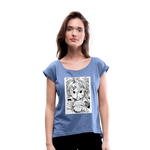 Camiseta con manga enrollada mujer"anime" - heather denim