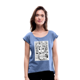 Camiseta con manga enrollada mujer"anime" - heather denim