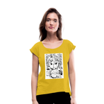 Camiseta con manga enrollada mujer"anime" - mustard yellow