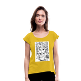 Camiseta con manga enrollada mujer"anime" - mustard yellow