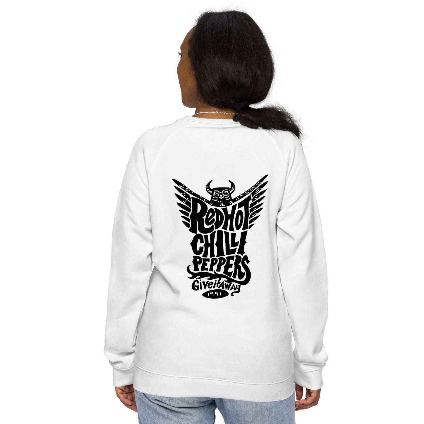 Sudadera orgánica raglán unisex"Red hot chilli peppers"