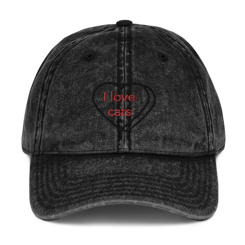 Gorra sarga algodón vintage"I LOVE CATS"