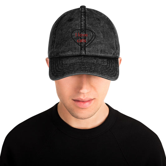 Gorra sarga algodón vintage"I LOVE CATS"