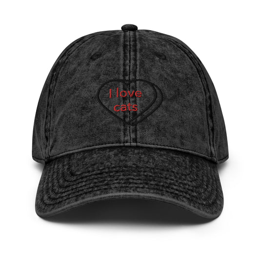 Gorra sarga algodón vintage"I LOVE CATS"
