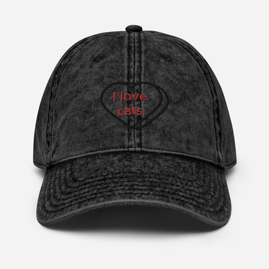 Gorra sarga algodón vintage"I LOVE CATS"