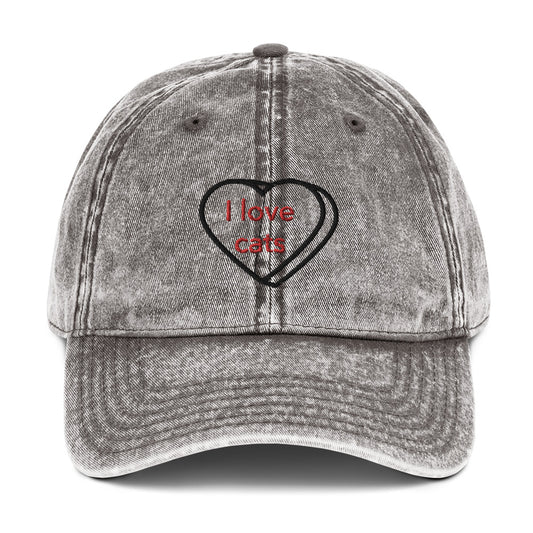Gorra sarga algodón vintage"I LOVE CATS"
