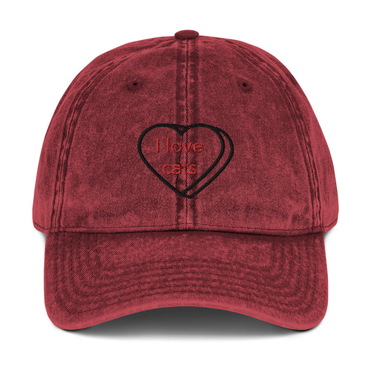 Gorra sarga algodón vintage"I LOVE CATS"