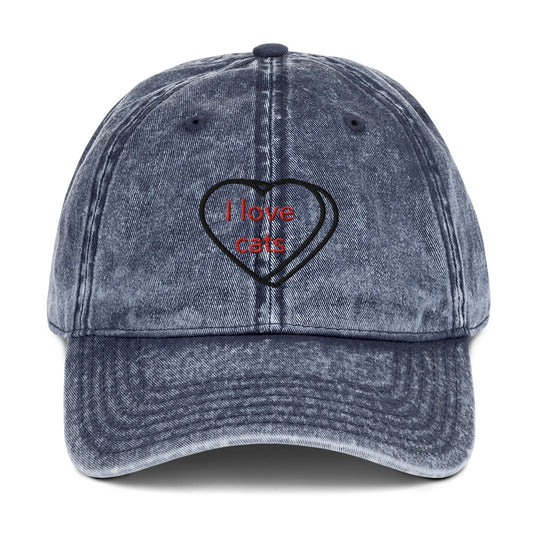 Gorra sarga algodón vintage"I LOVE CATS"